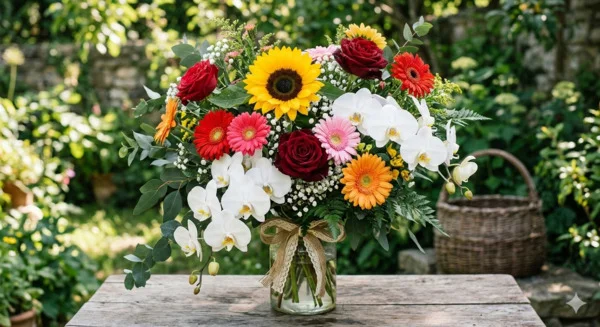 hoa hợp mệnh Hỏa theo năm sinh gồm hướng dương hồng đỏ lan hồ điệp